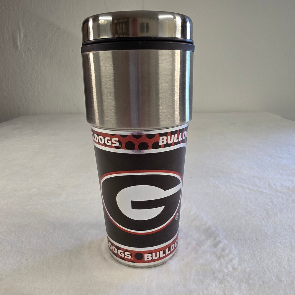 Georgia Bulldogs‎ Stainless Steel Travel Tumbler Mug NCAA UGA G Logo Black Red
